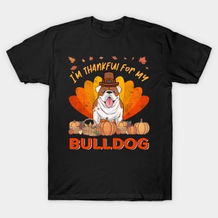 Thankful for my english Bulldog Dog Thanksgiving T-Shirt